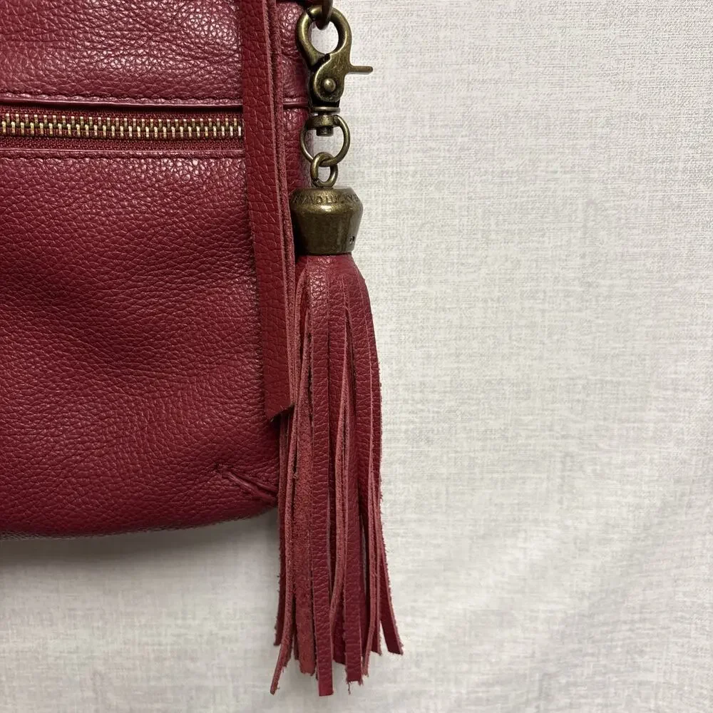 Lucky Brand Boho Leather Maroon Burgundy Crossbody Bag Purse